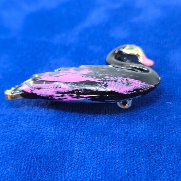Vintage Swan Enamel White Gold Pin Brooch Fashion Jewelry Black Purple Green - Picture 3 of 16